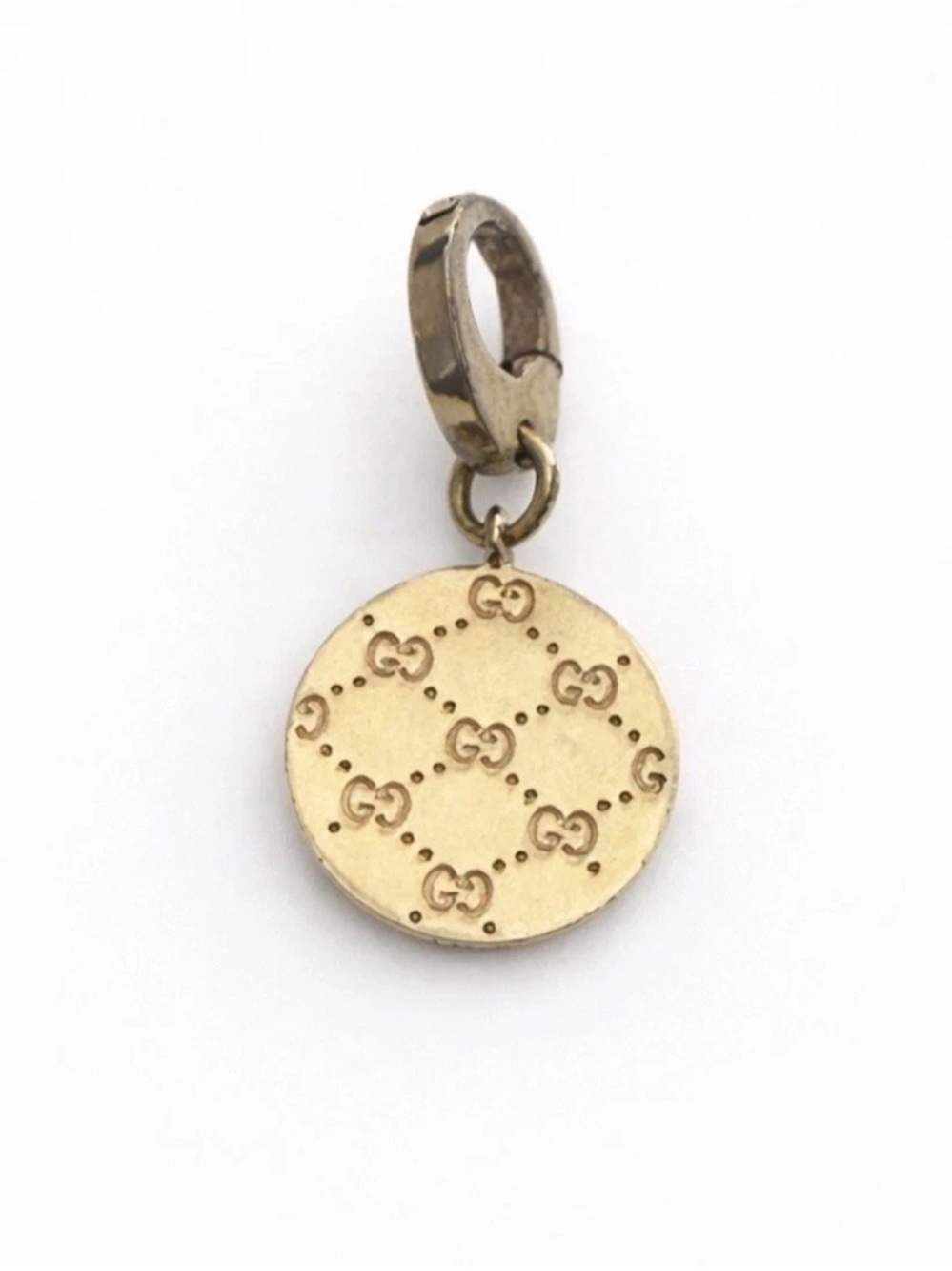 Gucci Gold Round Double G Engraved Charm with Lobster Clasp